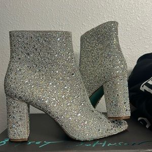 Betsey Johnson rhinestone boots size 7 1/2